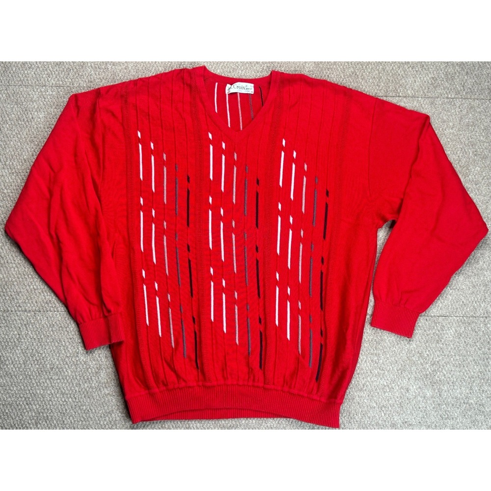 St. Croix Shop Men's Vtg Made‎ In USA V-Neck Long Sleeve Striped Sweater Size XL